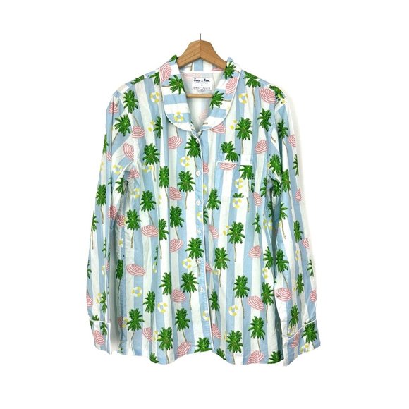 Sant & Abel X Gray Malin Palm Tree Pajamas Set Size L 100% Cotton Summer Cabana - Picture 3 of 15